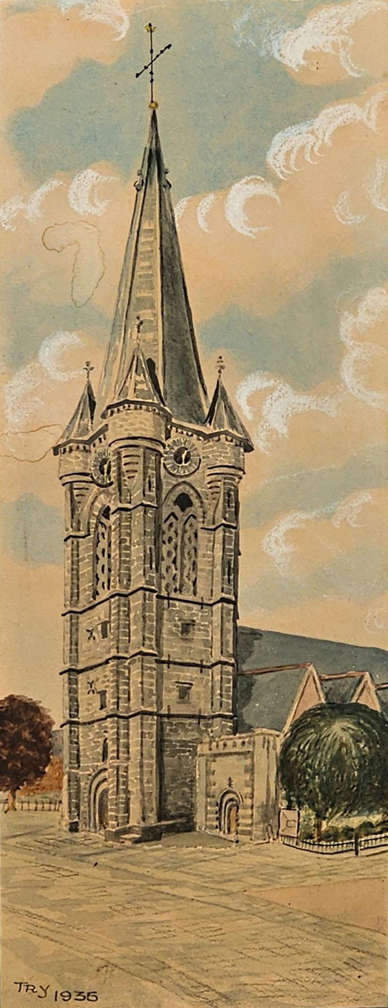 Watercolor of a Church U S A 1935