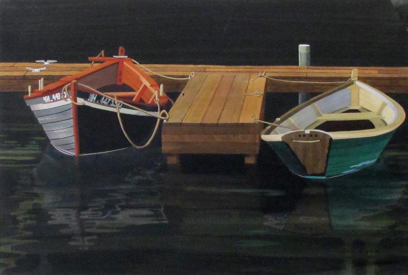 Watercolor on Paper Interlude Two Dories Boston Harbor by Michael Dunlavey