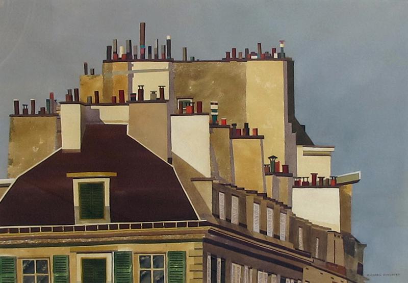 Watercolor on Paper Rooftops of Paris by Michael Dunlavey