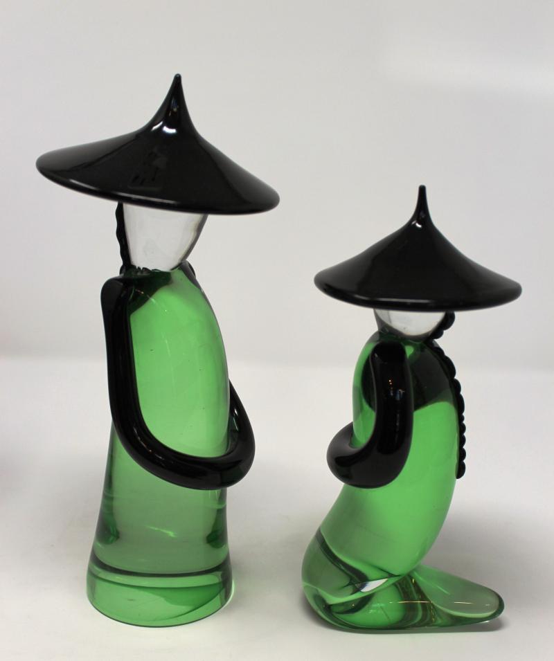 Wave Murano Glass "Chinese" Statues in Murano Glass