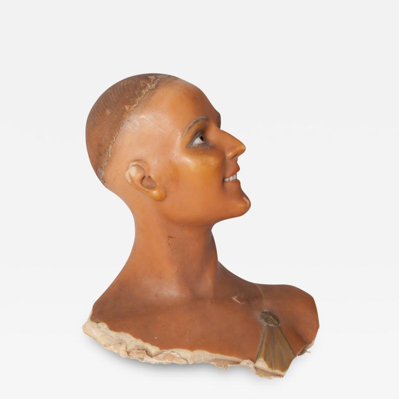 Wax Bust Sculpted Italy 1920s