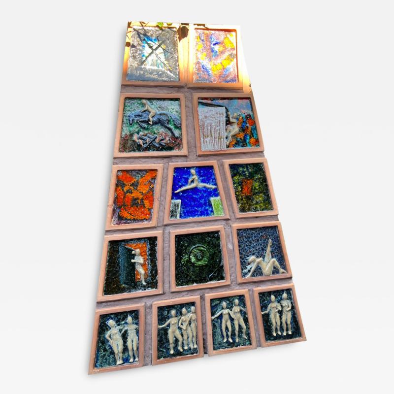Waylande Gregory SET OF FIVE TERRACOTTA FUSED GLASS WALL SCULPTURES BY WAYLANDE DESANTIS GREGORY