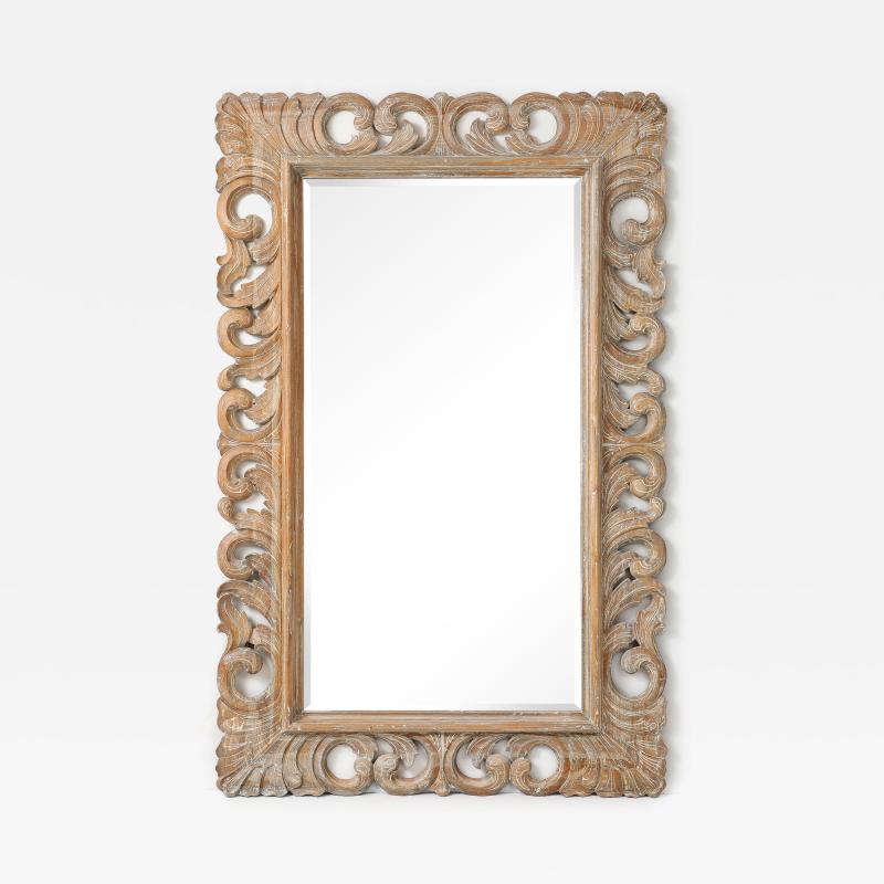 Weathered Oak Carved Floor Mirror 84x53
