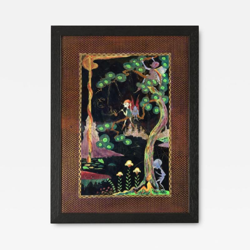 Wedgwood Fairyland Lustre Elves in a Pine Tree Plaque