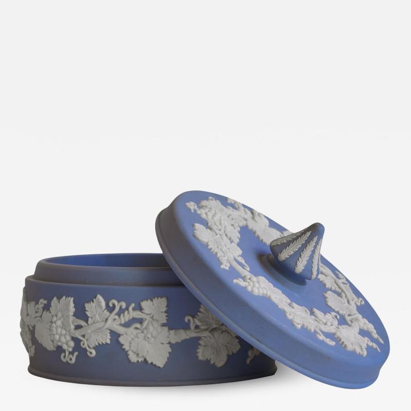 Wedgwood Jasperware Lidded Box with Blue and White Decor