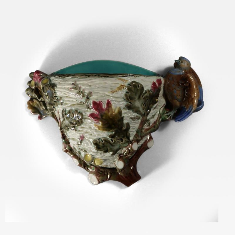 Wedgwood Majolica Bird on Nest Wall Pocket