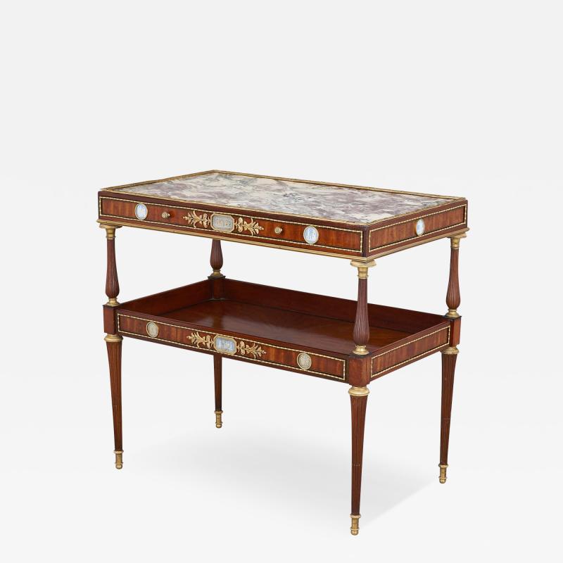 Wedgwood style jasperware ormolu and marble mounted two tiered side table