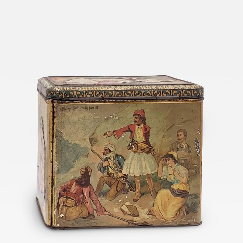 Well Decorated Biscuit Tin in Orientalist Themes England circa 1900