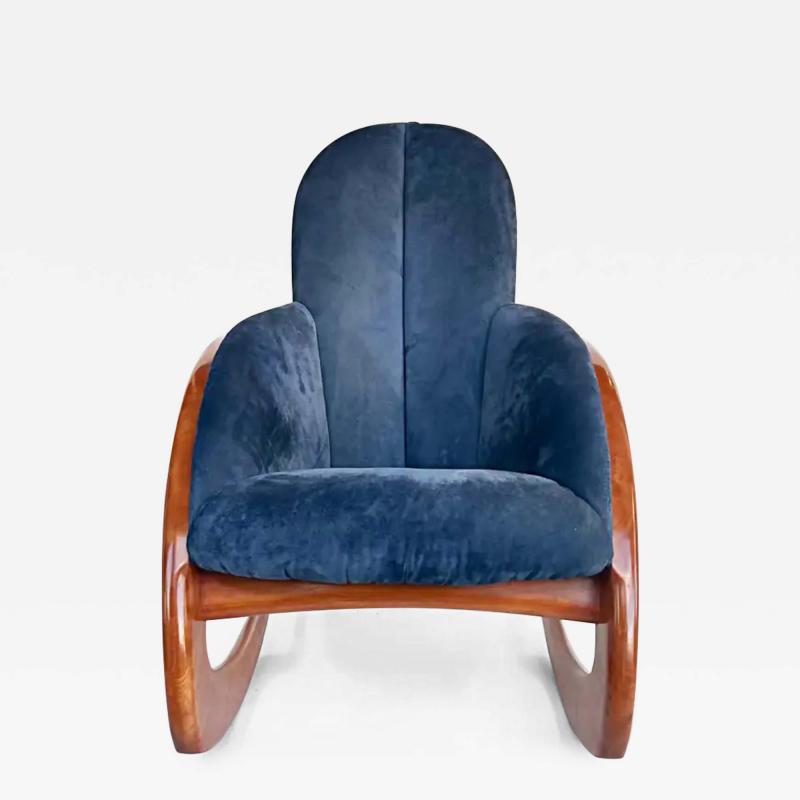 Wendell Castle Wendell Castle Crescent Moon Wood and Suede Rocking Chair