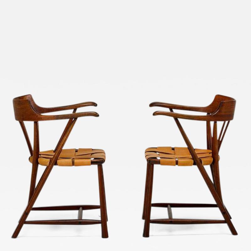 Wharton Esherick Rare Pair of Walnut Captain Chair by Wharton Esherick