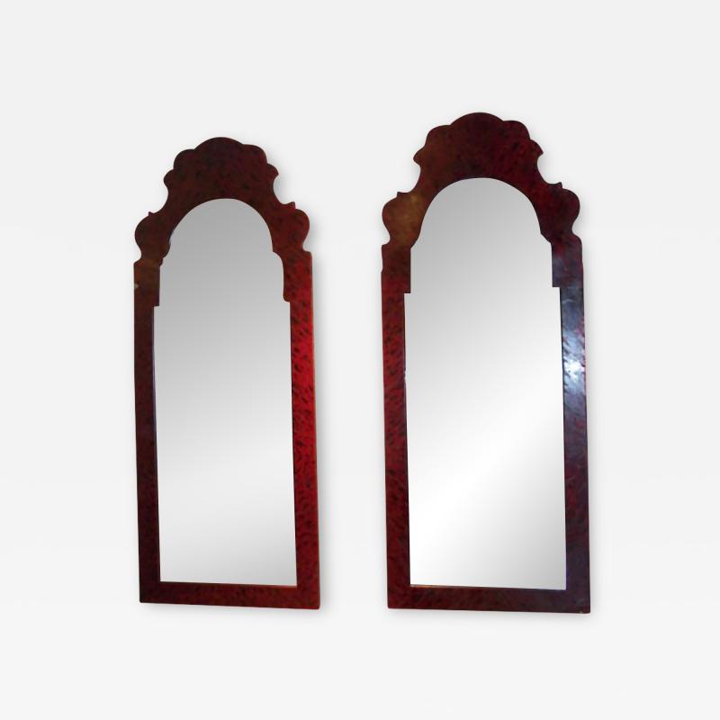 Whimsical Pair of Faux Tortoise Tole Mirrors