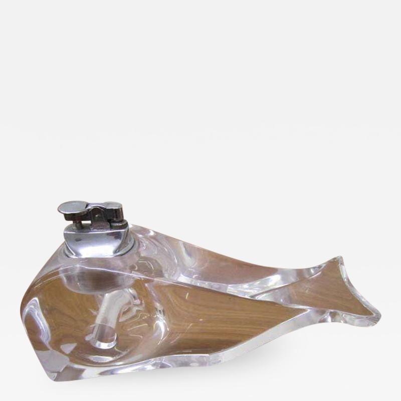 Whimsical Thick Lucite Whale Lighter Mid Century Regency Modern