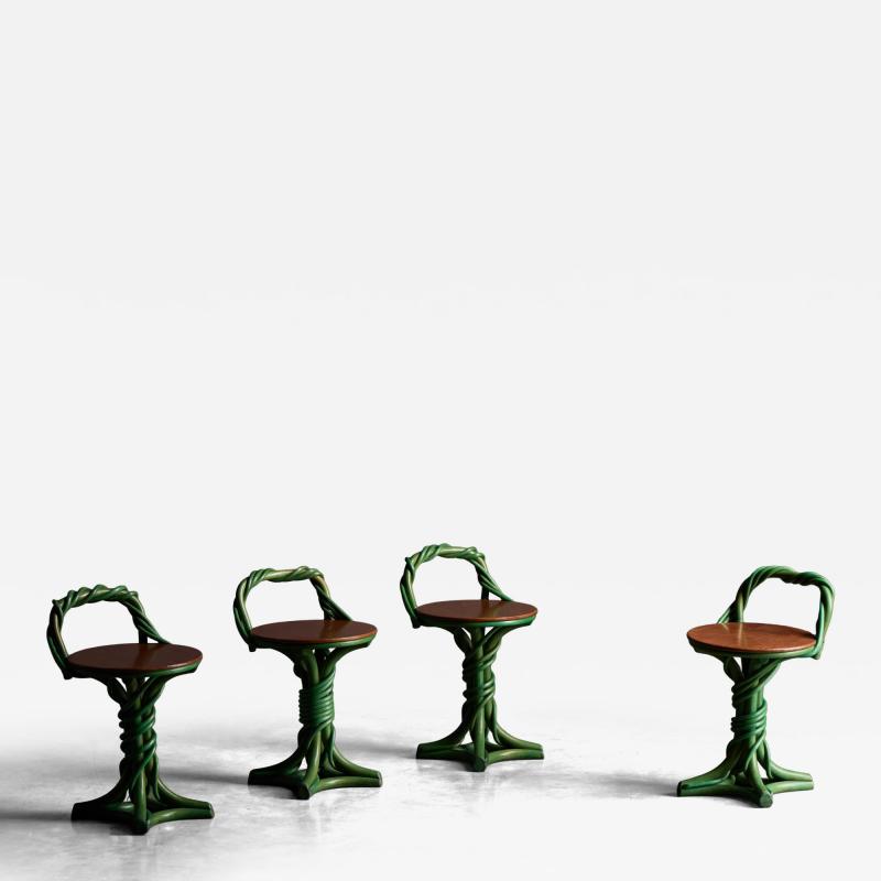 Whimsical Vine Twist Stools France Late 20th Century