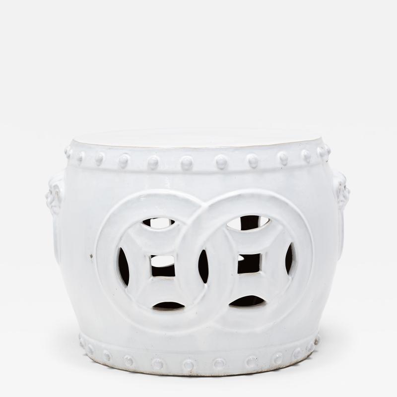 White Double Coin Garden Stool