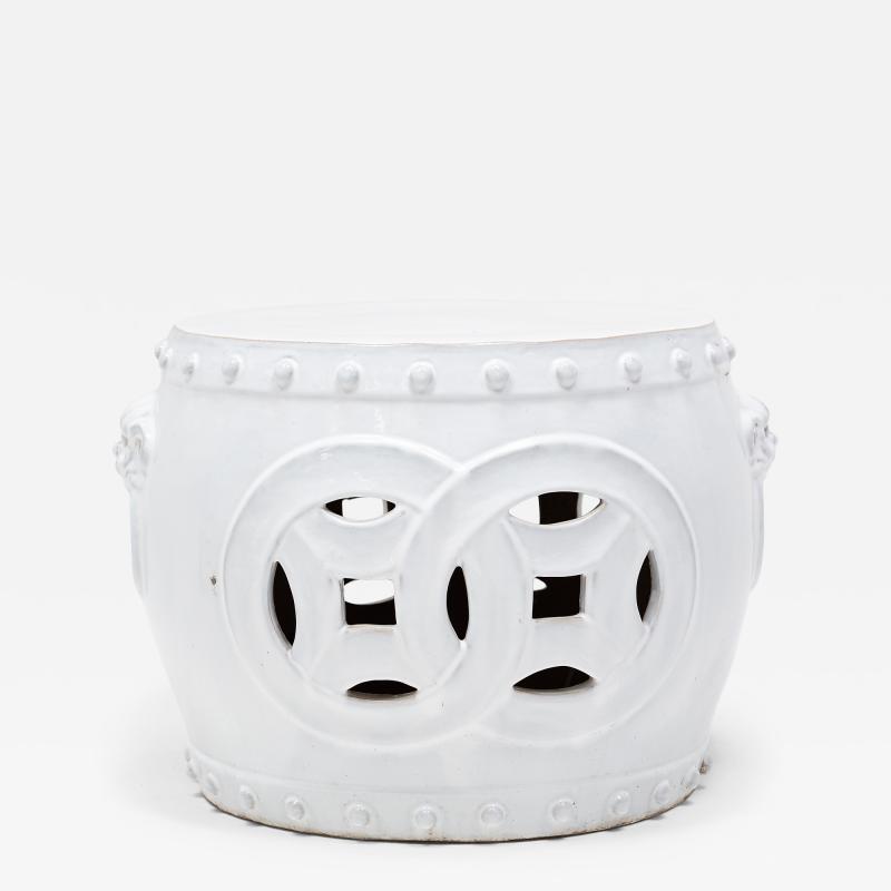 White Double Coin Garden Stool