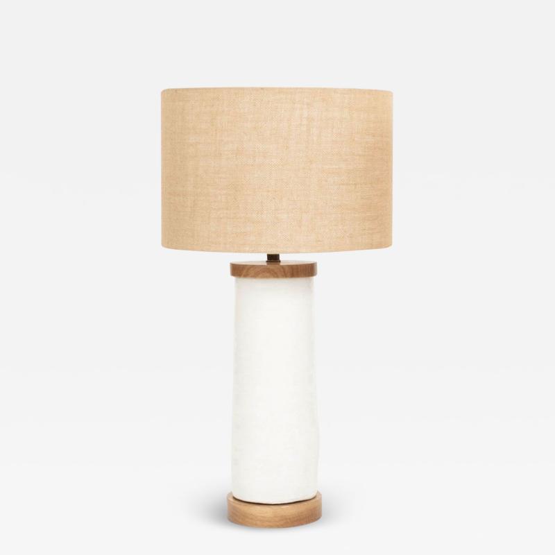 White Glazed Ceramic Cylinder Shape Lamp