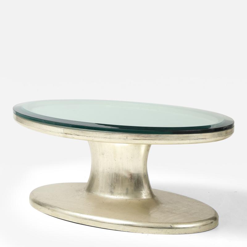 White Gold Oval Coffee Table