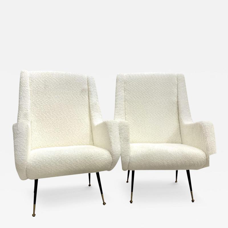 White Lexington Boucl Armchairs