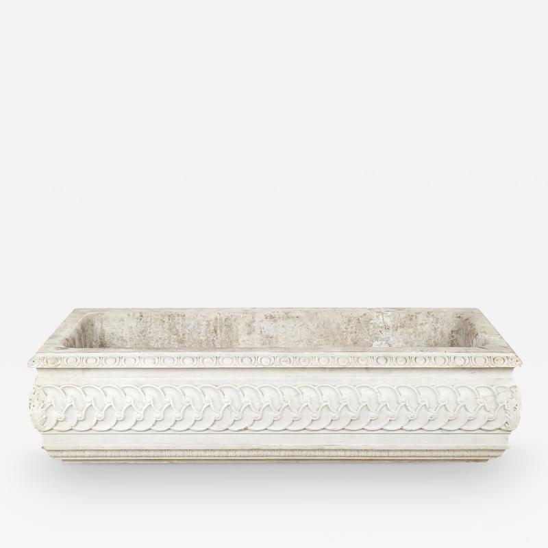 White Marble Carved Classical Rectangular Basin 19th Century or Earlier