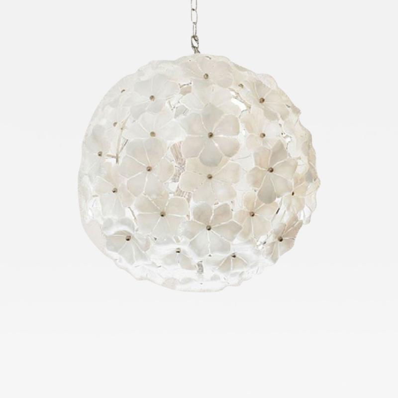 White Murano globe flower chandelier