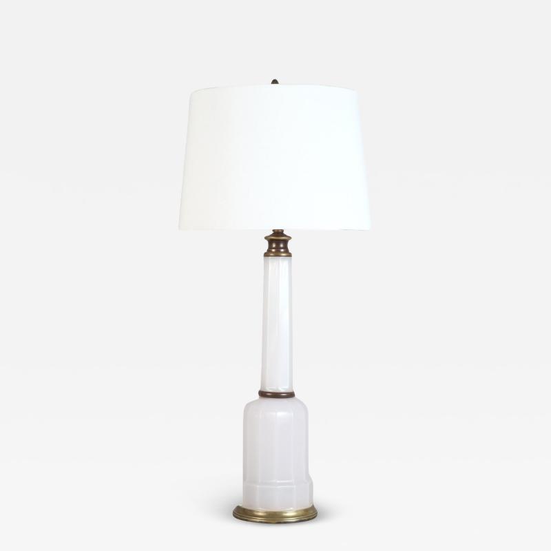 White Opaline Column Lamp 19th c 