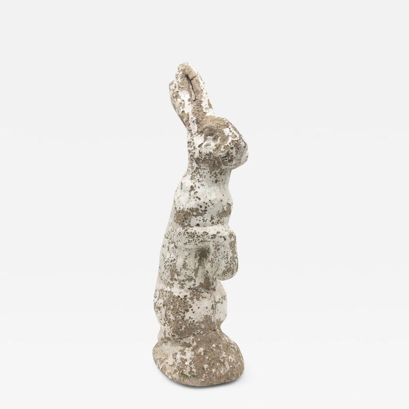 White Painted Stone Bunny Rabbit or Hare Garden Ornament France