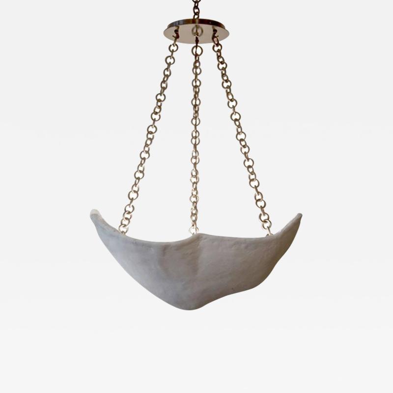 White Plastered Chandelier with Dark Bronze Chain