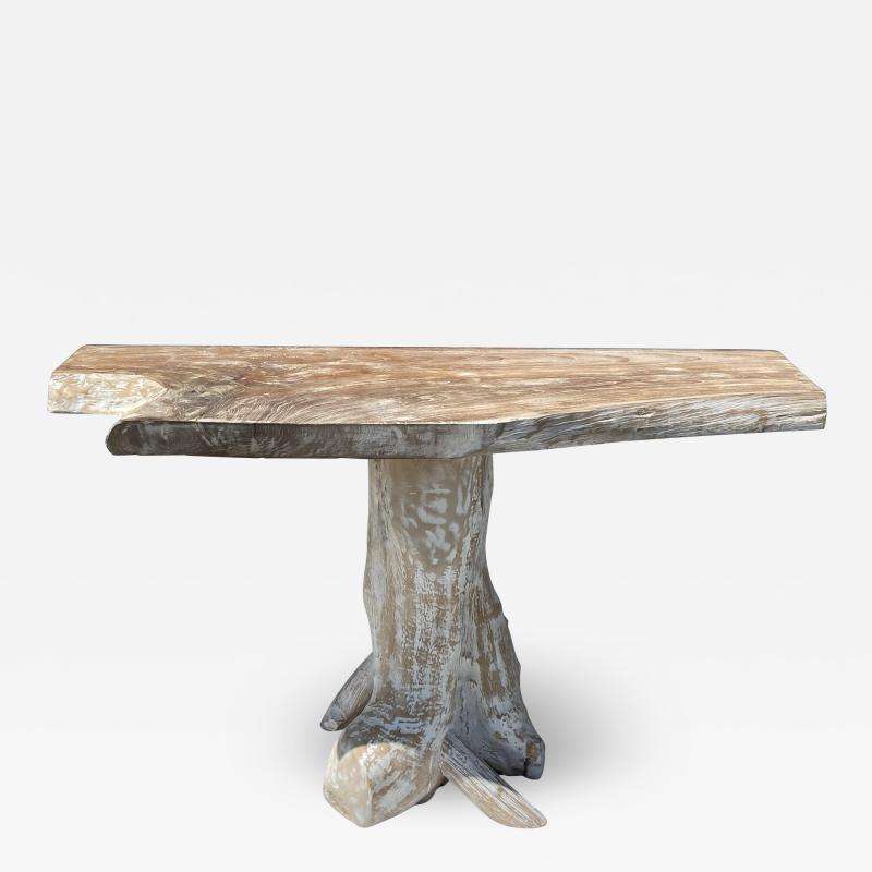 White Wash Teak Root Console table