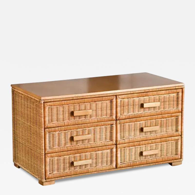 Wicker and wood chest of drawers 1980