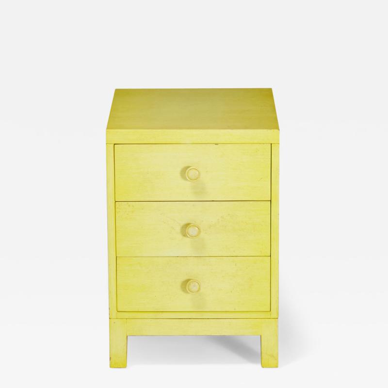 Widdicomb Modern American Mid Century Three Drawer Beige Painted Wooden Nightsta