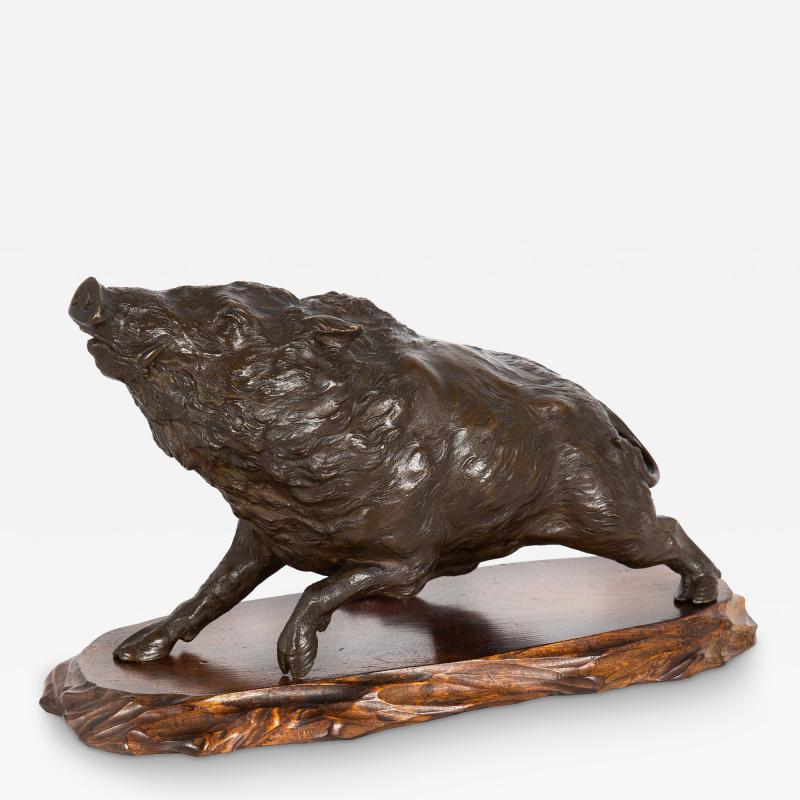 Wild Boar by Akasofu Gyokko Japanese Meiji period