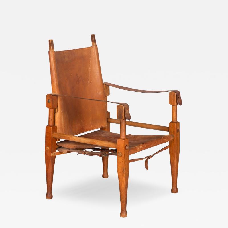 Wilhelm Kienzle Leather and Oak Safari Chair Wilhelm Kienzle ca 1950