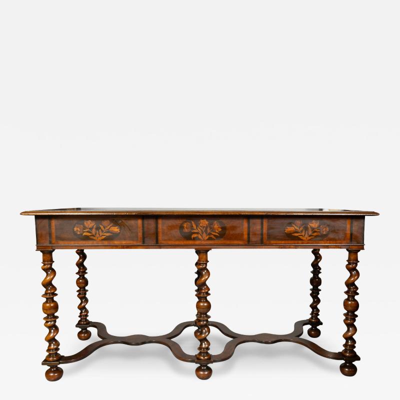 William And Mary Style Walnut And Marquetry Side Table