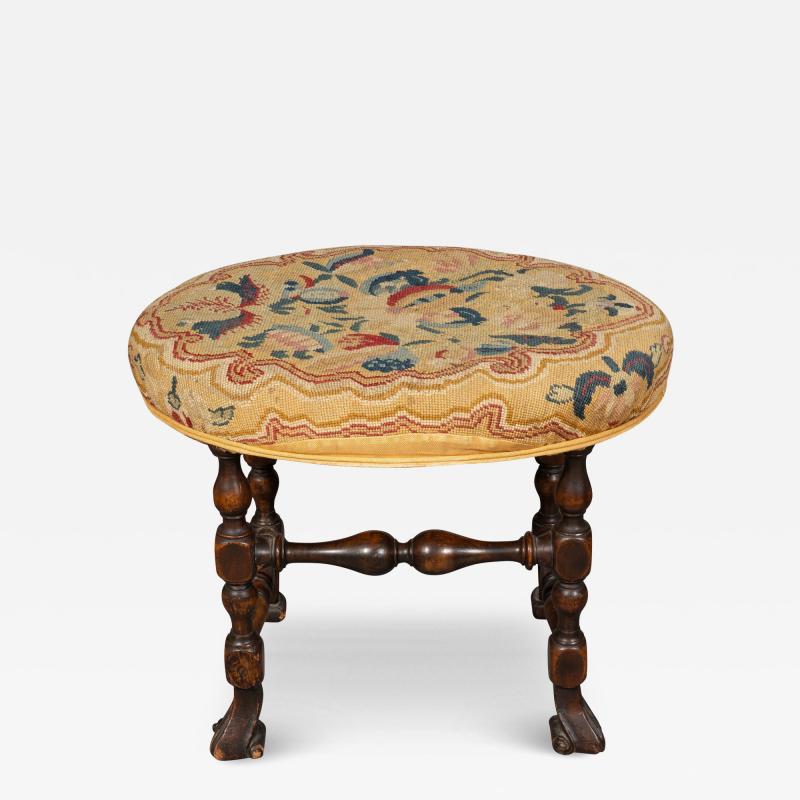 William And Mary Style Walnut Foot Stool