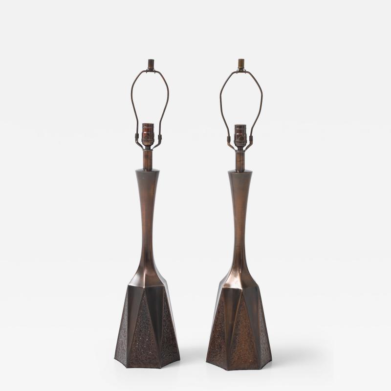 William Barr William Barr Bronzed Brutalist Lamps