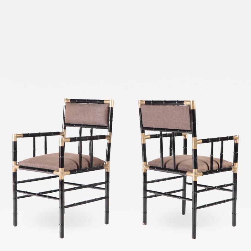 William Billy Haines A pair of brass mounted open armchairs in the manner of Billy Haines circa 1950