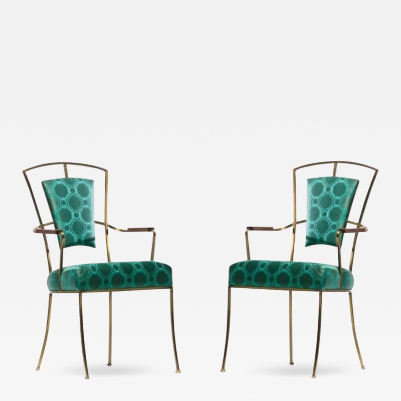 William Billy Haines Pair of Billy Haines Style Hollywood Regency Armchairs in Tony Duquette Fabric