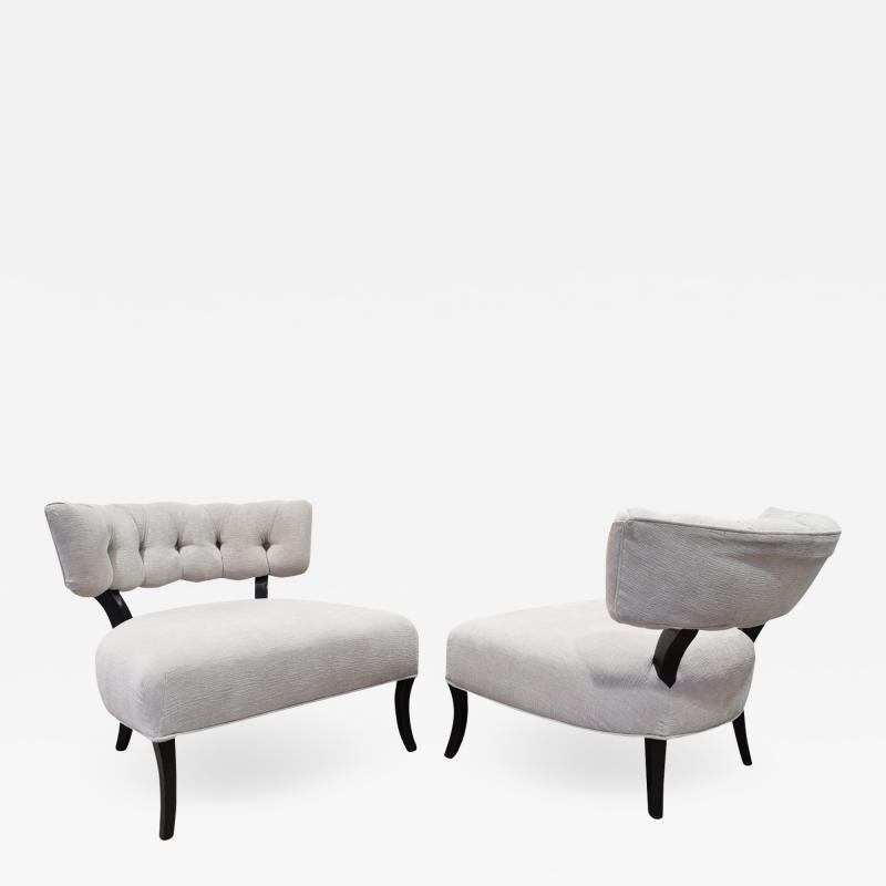 William Billy Haines Pair of Elegant Tufted Back Slipper Chairs 1940s