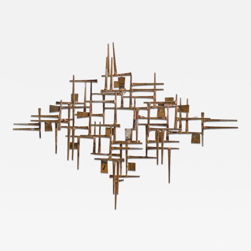 William Bowie William Bowie Mid Century Abstract Nail Wall Sculpture