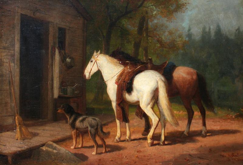 William Carl Wilhelm Hahn Horses Awaiting Riders