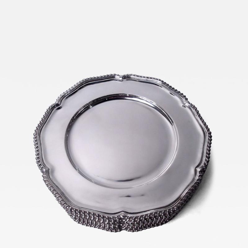 William G DeMatteo Set of 12 Traditional Georgian Hand Made Sterling Silver Dinner Plates