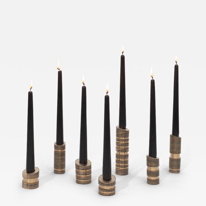 William Guillon ARMY OF ME Set of 7 one of a kind bronze candleholders by William Guillon