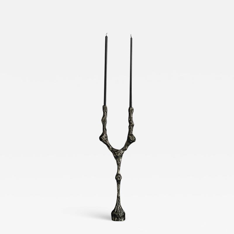 William Guillon VANITE 6 Unique white bronze candleholder hand sculpted