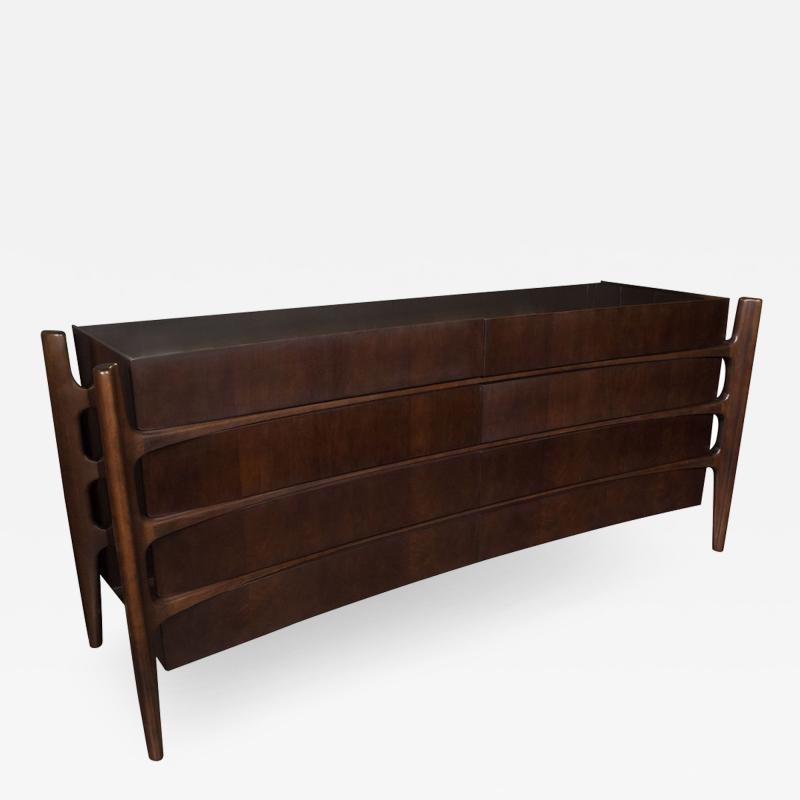 William Hinn Scandinavian Mid Century Modern Dresser in Book Matched Walnut by William Hinn