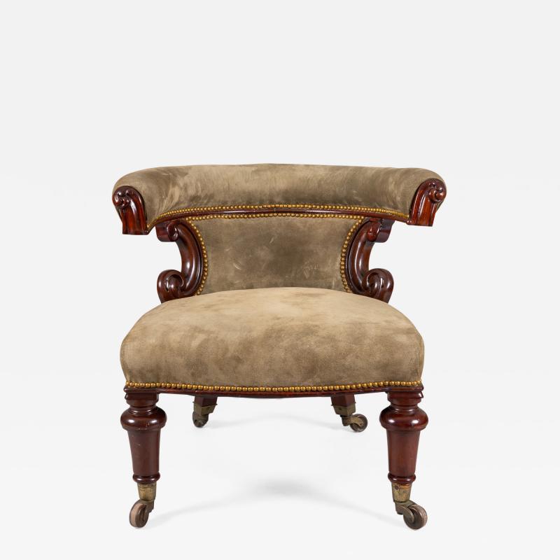 William IV Mahogany and Suede Desk Armchair