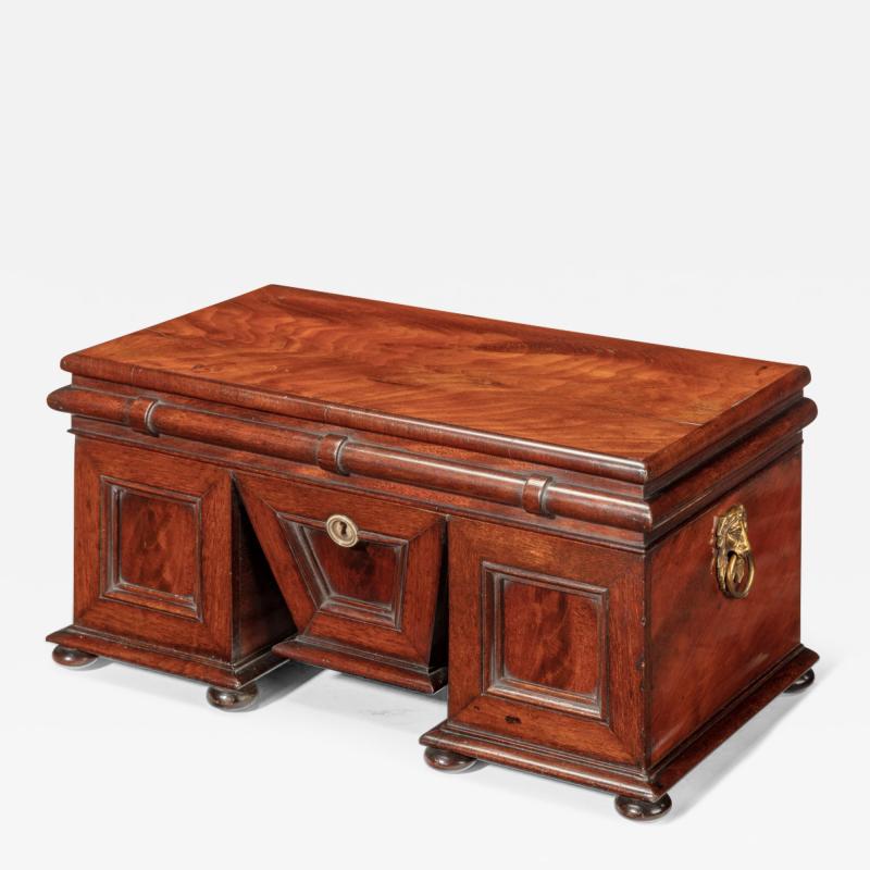 William IV mahogany tea caddy in the form of a pedestal sideboard