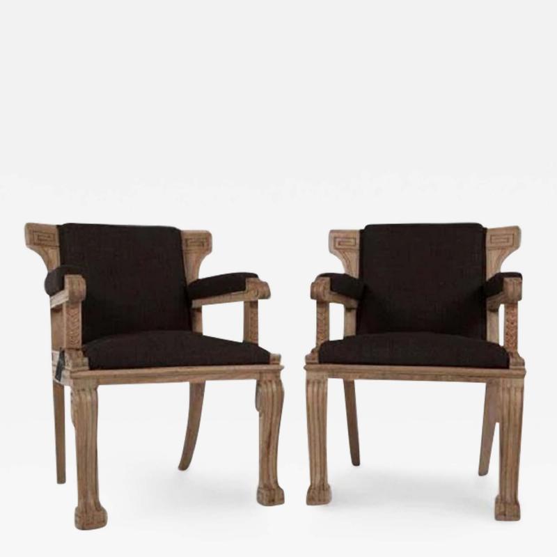 William Kent PAIR OF ENGLISH 1920S BLEACHED WALNUT ARMCHAIRS
