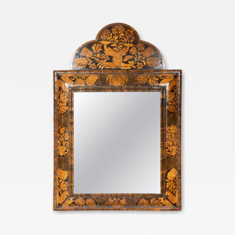 William Mary Walnut And Marquetry Mirror