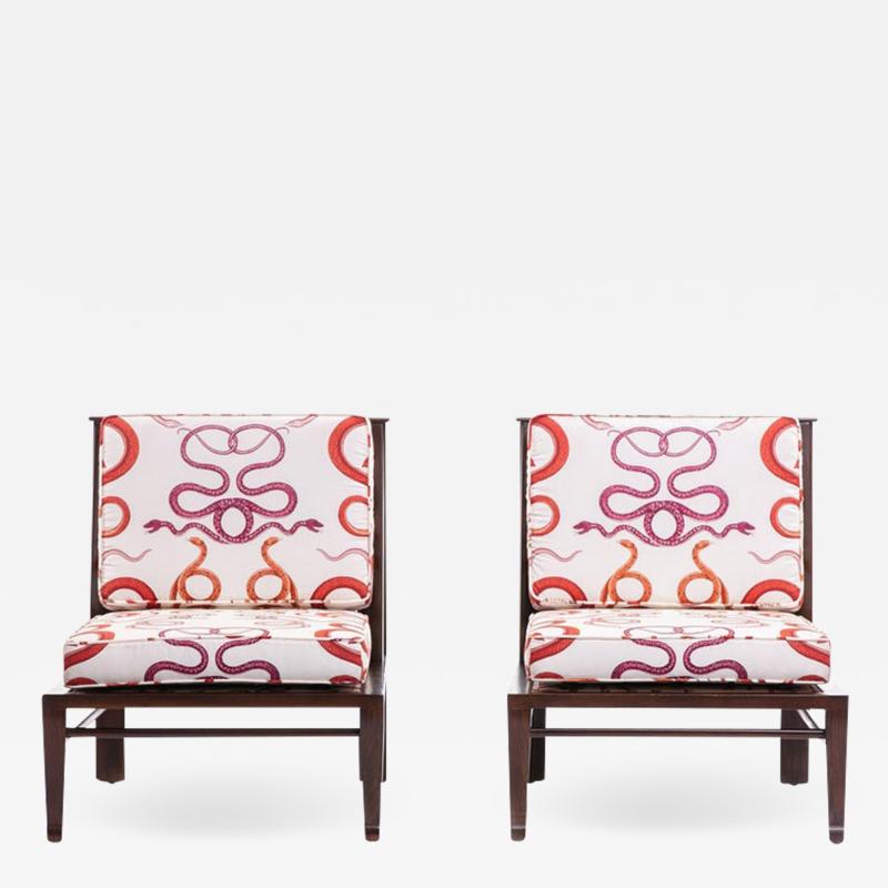 William Pahlmann WILLIAM PAHLMANN THEBES CHAIRS WITH SNAKE FABRIC CIRCA 1964