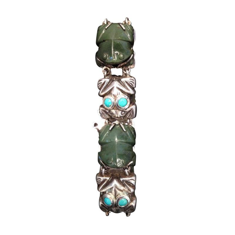 William Spratling Rare William Spratling Sterling Turquoise Frog Bracelet